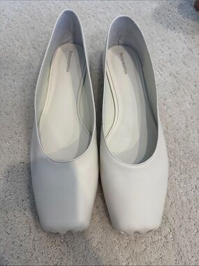 Reformation Mikayla Ballet Flat White Leather size 9.5 new